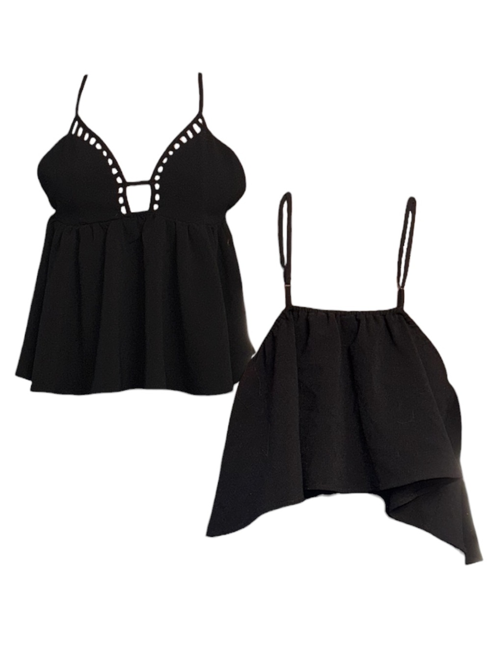 NWOT Tobi Black Ladder-Detail Peplum Camisole